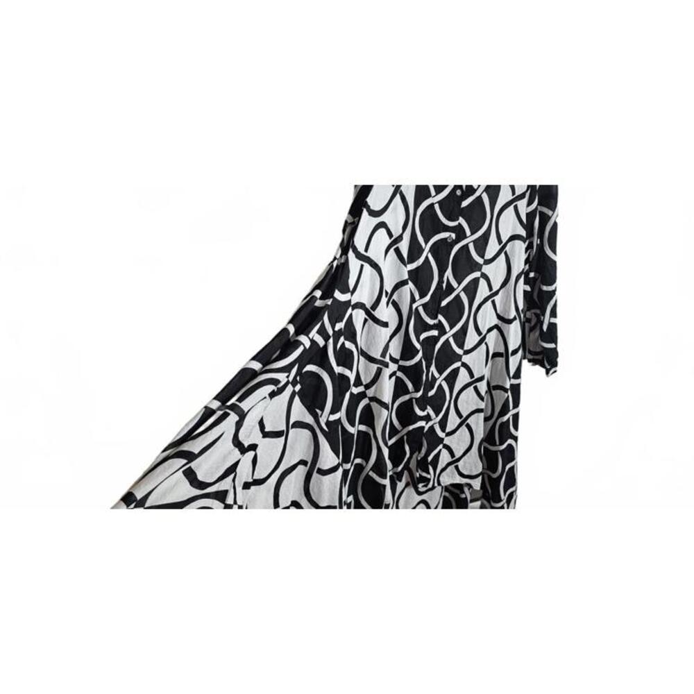 Step in Style 2X Black and White Patterned Long Sleeve Dress 100% Cotton - Picture 10 of 14
